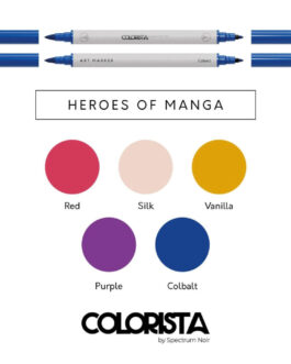 Alcohol Based Marker Set 5 markers 2 tips+Coloring sheets Colorista Heroes of Manga