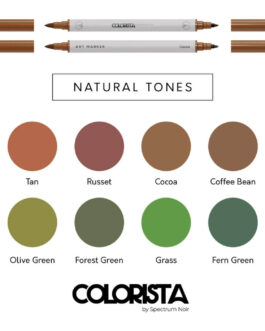 Alcohol Based Marker Set 8pcs 2 tip Colorista Natural Tones