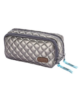 Pencil case Quilted Double Zipped Brons